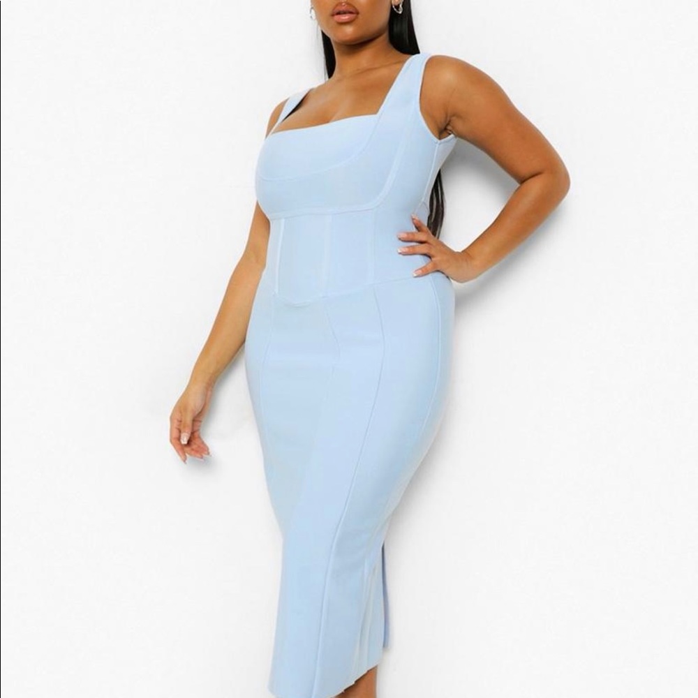 Baby blue midi bandage dress